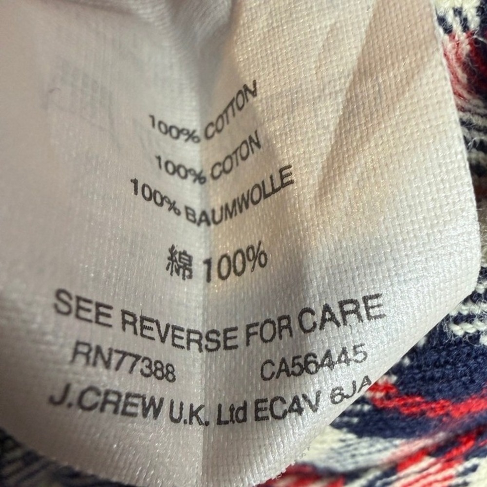 J.Crew‎ Mens Flannel Button Down Shirt L Navy Red White Lumberjack Rugged Preppy - Picture 6 of 7